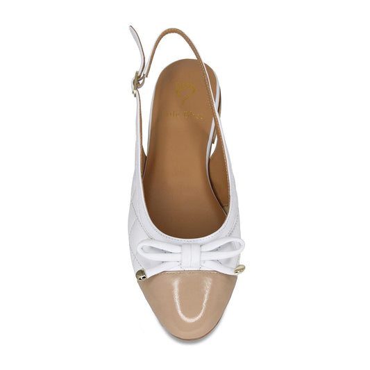 Ritz: White Quilted Leather & Nude Patent Shoes Sole Bliss