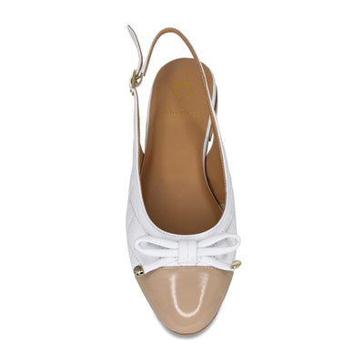 Shoes Ritz: White Quilted Leather & Sand Patent Sole Bliss USA