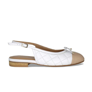Shoes Ritz: White Quilted Leather & Sand Patent Sole Bliss USA