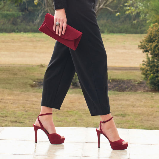 Riviera: Cherry Red Suede Shoes Sole Bliss