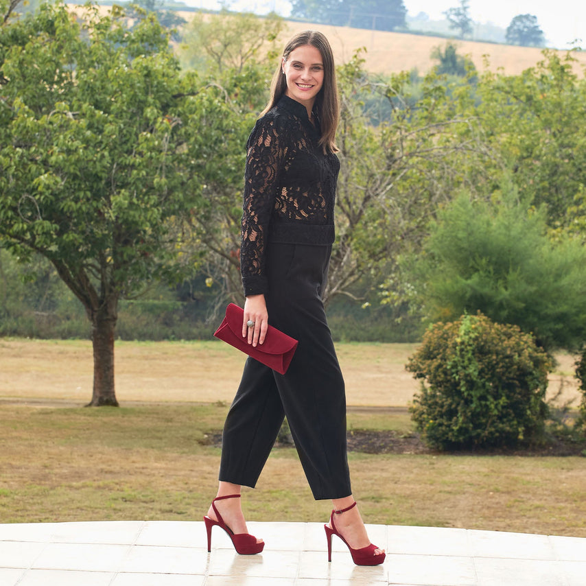 Riviera: Cherry Red Suede Shoes Sole Bliss