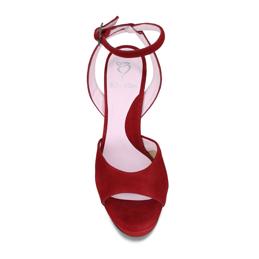 Riviera: Cherry Red Suede Shoes Sole Bliss