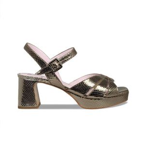 Shoes Roberta: Bronze Snake Print Leather Sole Bliss USA