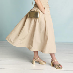 Shoes Roberta: Pale Gold Suede & Snake Print Leather Sole Bliss USA