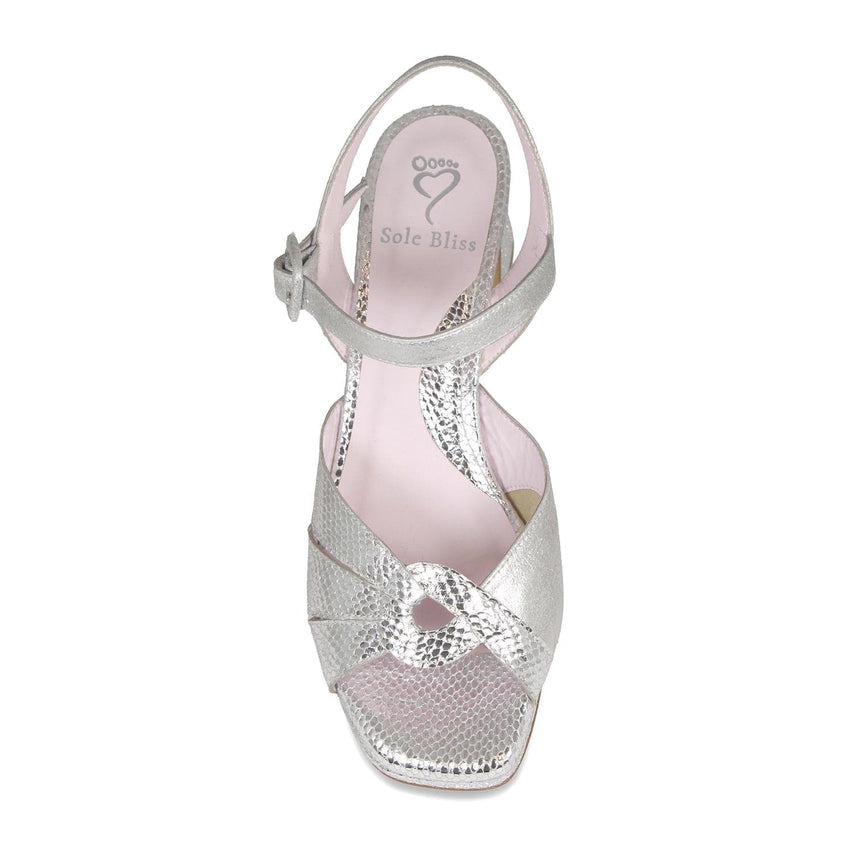 Roberta: Silver Suede & Snake Shoes Sole Bliss
