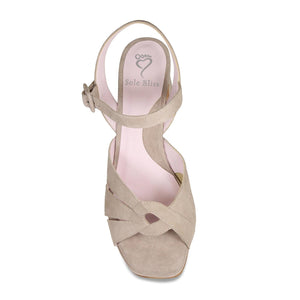 Shoes Roberta: Pale Taupe Suede Sole Bliss USA