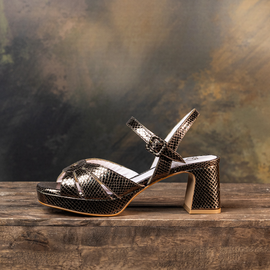 Roberta: Bronze Snake Print Leather