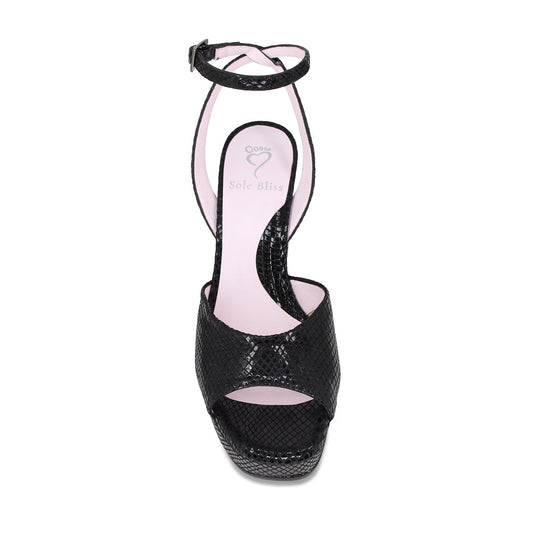 Roma: Black Snake Print Leather Shoes Sole Bliss
