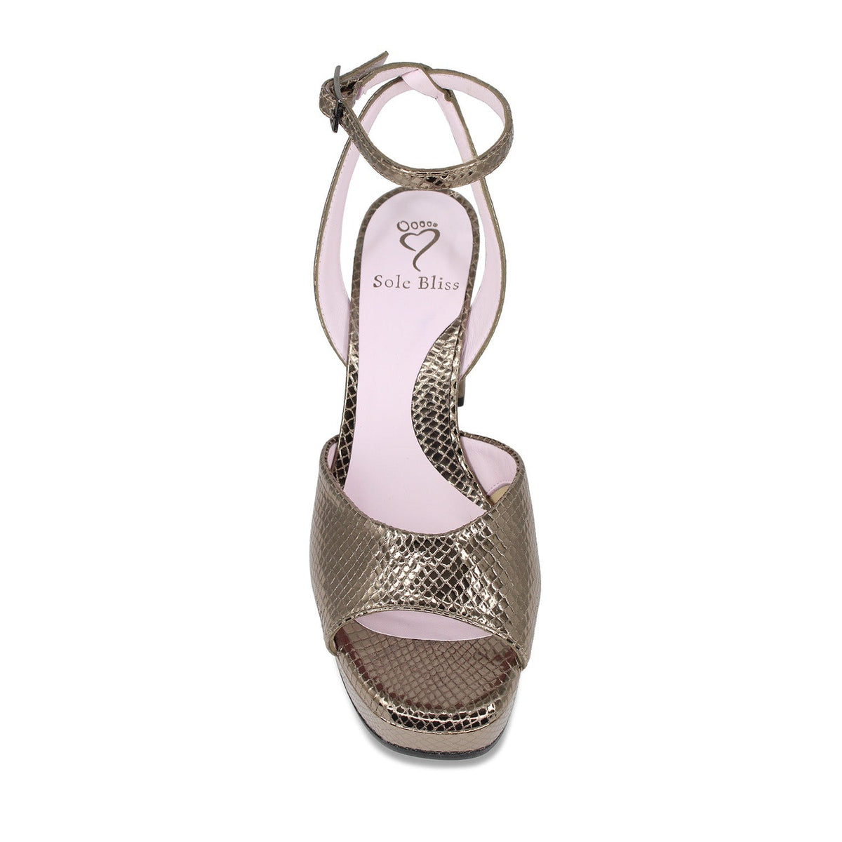 Roma: Bronze Snake Print Leather Shoes Sole Bliss