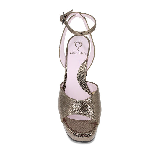 Roma: Bronze Snake Print Leather Shoes Sole Bliss