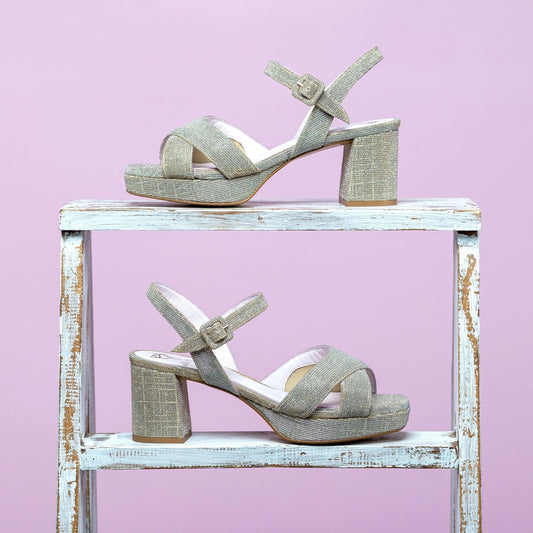 Ronnie: Taupe Glitter Shoes Sole Bliss