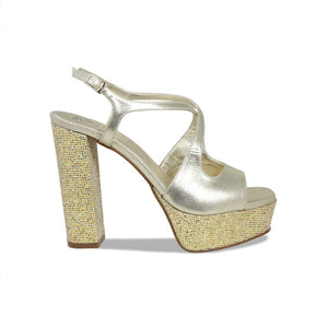Shoes Royalty: Gold Suede & Glitter Sole Bliss USA