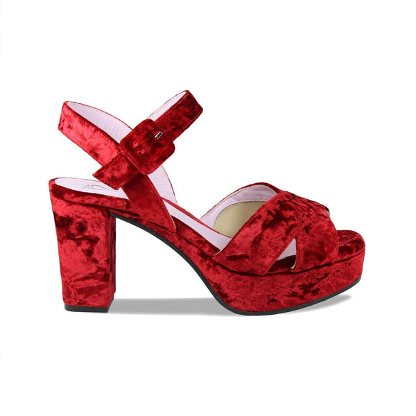 Ruby: Cherry Velvet - Red Sandals for Wide Feet | Sole Bliss USA