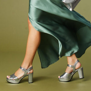 Shoes Ruby: Silver Snake Print Leather Sole Bliss USA