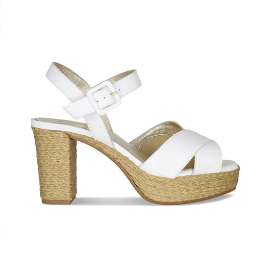 Ruby: White Leather & Jute Shoes Sole Bliss