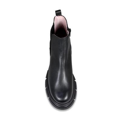 womens black flat dress boots Runway: Black Leather & Gunmetal - Flat Boots for Bunions