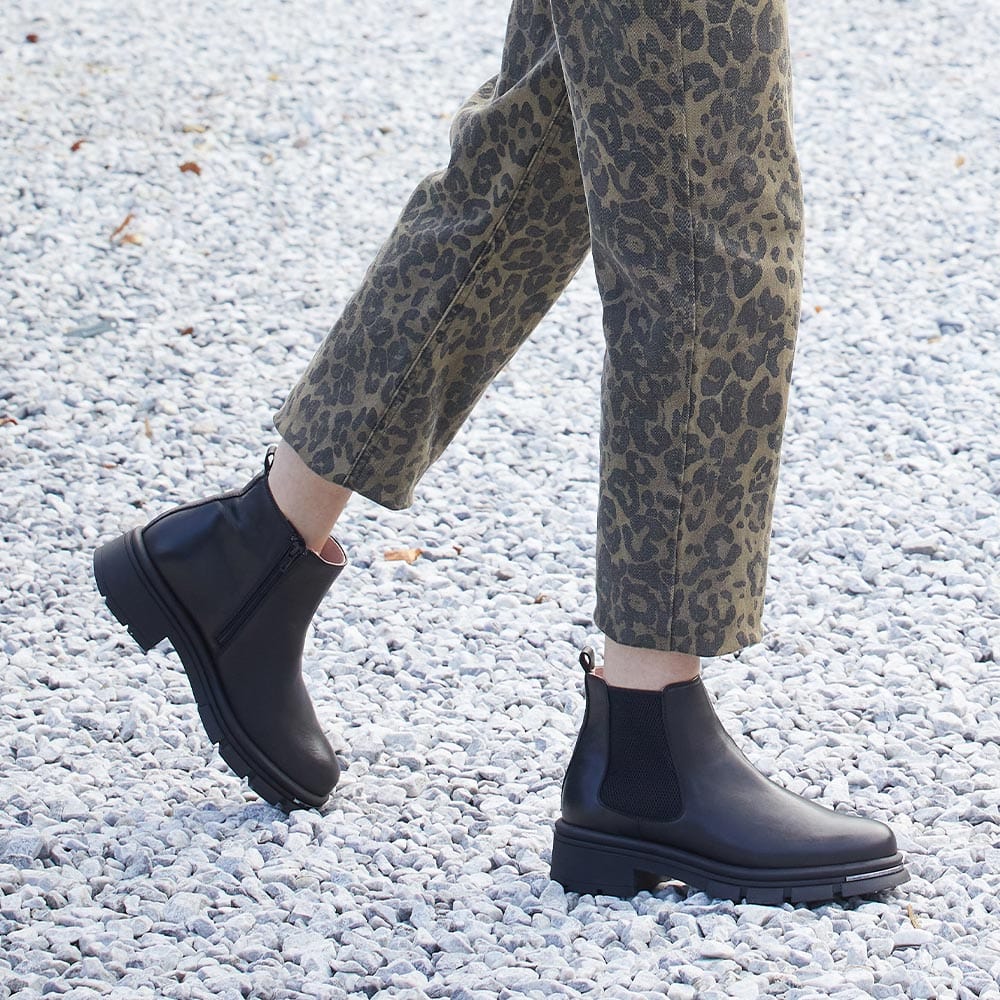 Boots Runway: Black Leather & Gunmetal Sole Bliss USA