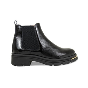 Boots Runway: Black Patent Leather & Gold Sole Bliss USA