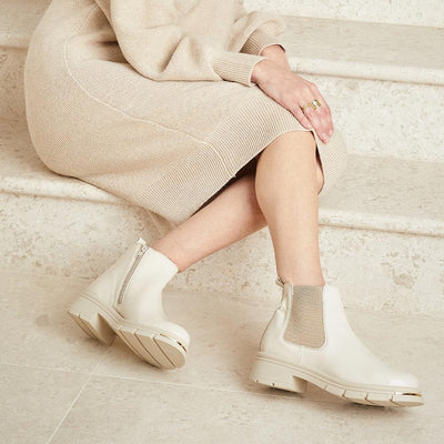Runway: Cream Patent - Cream Boots for Bunions