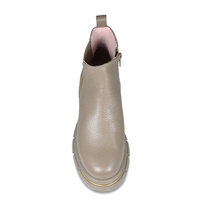 Boots Runway: Taupe Leather Sole Bliss USA