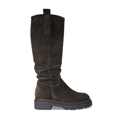 Boots Sloane: Chocolate Brown Suede Sole Bliss USA