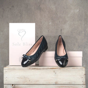 Shoes Royal: Navy Quilted Leather & Patent Sole Bliss USA