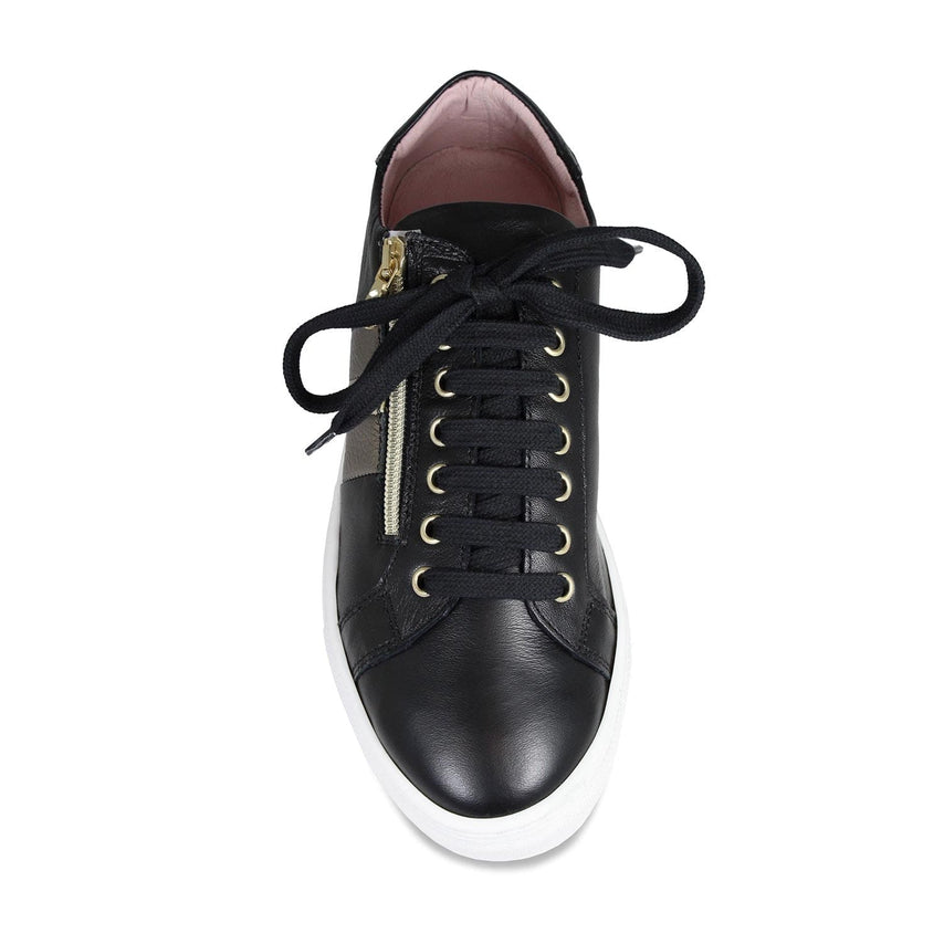 Sprint: Black Leather & Metallic Shoes Sole Bliss
