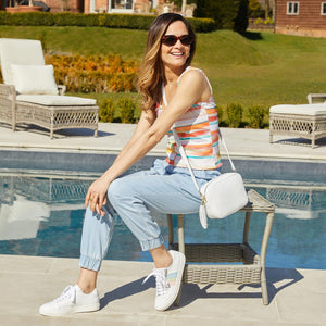 Shoes Sprint: White Leather & Multi Pastel Sole Bliss USA