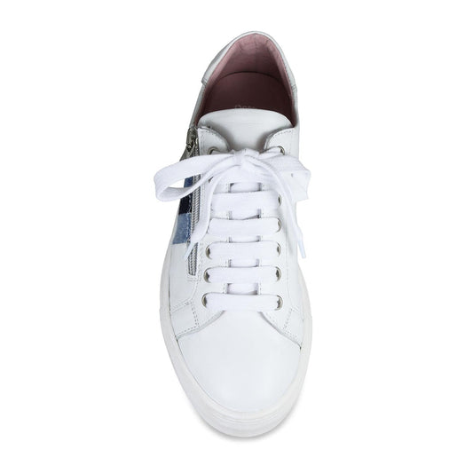 Sprint: White Leather & Multi Denim Shoes Sole Bliss