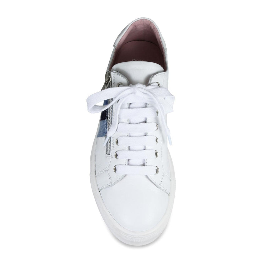 Sprint: White Leather & Multi Denim Shoes Sole Bliss