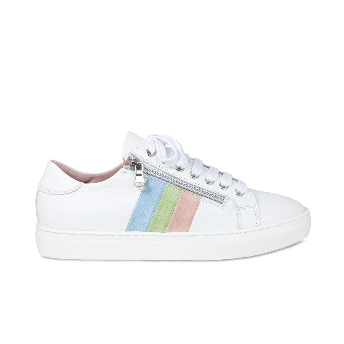 Sprint: White Leather & Pastel - Sneakers for Bunions | Sole Bliss USA