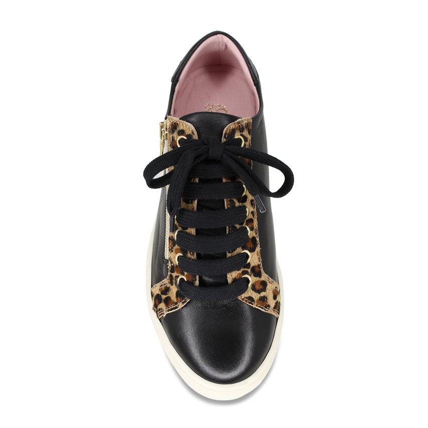 Sprint: Black Leather & Luxe Leopard Shoes Sole Bliss