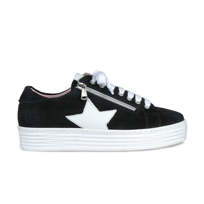 Star: Black Suede & White Leather