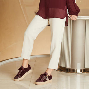 Shoes Hampton Star: Burgundy Leather & Glitter Sole Bliss USA