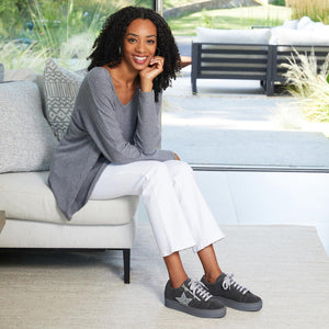 Shoes Star: Gray Suede & Glitter Sole Bliss USA