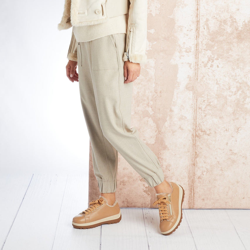 Summit: Caramel Leather & Shearling Shoes Sole Bliss