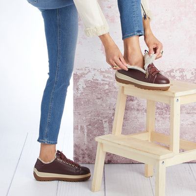 Shoes Summit: Plum Leather & Shearling Sole Bliss USA