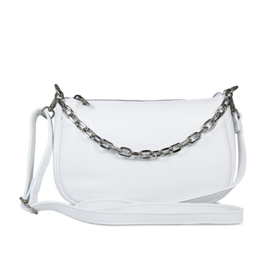 Swing: White Leather & Silver