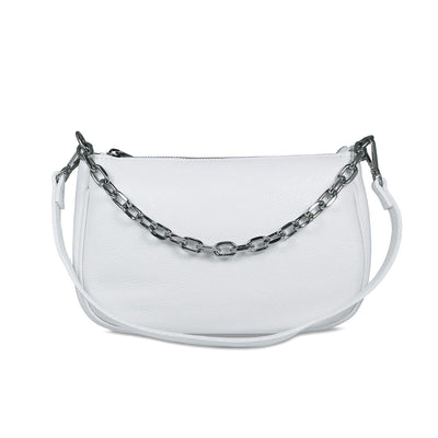 Swing: White Leather & Silver