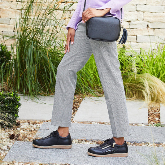 Swirl: Black Leather & Patent Shoes Sole Bliss