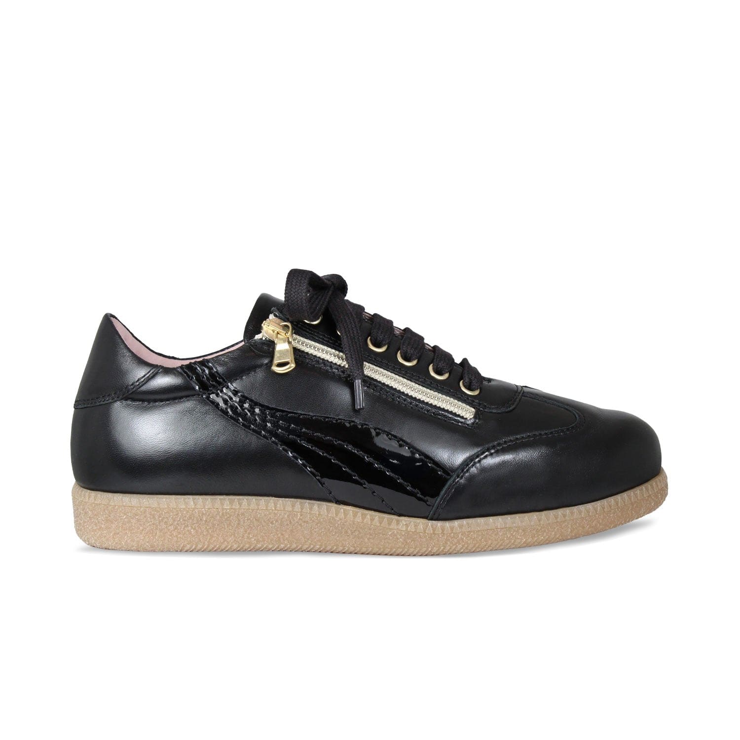 Swirl: Black Leather & Patent Shoes Sole Bliss