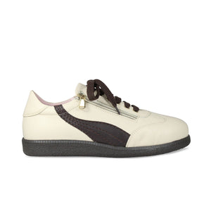 Shoes Swirl: Cream & Brown Leather Sole Bliss USA