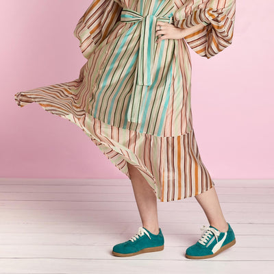 Shoes Swirl: Teal Suede Sole Bliss USA