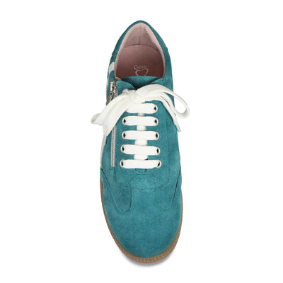 Shoes Swirl: Teal Suede Sole Bliss USA