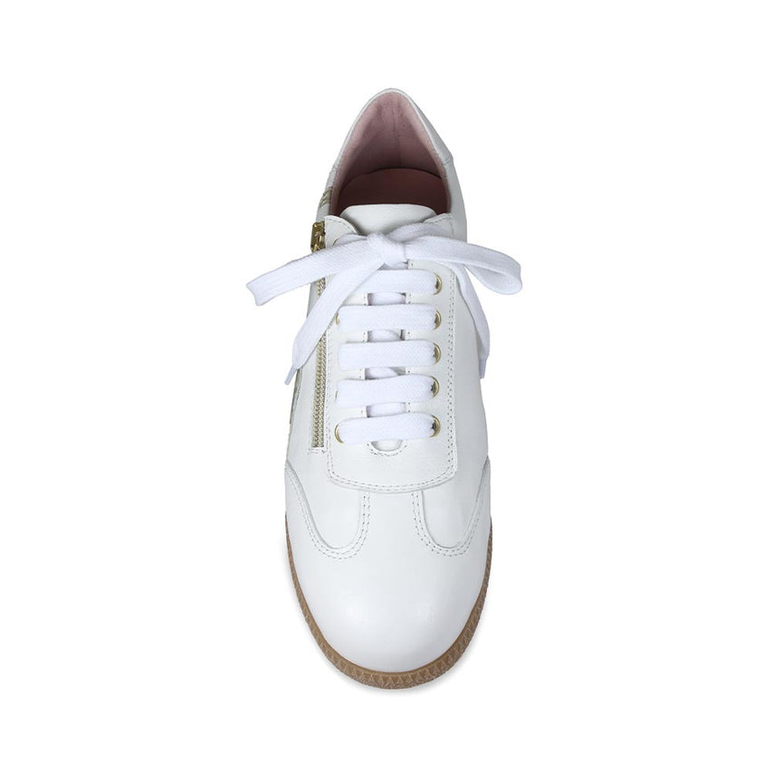 Swirl: White Leather & Gold Shoes Sole Bliss
