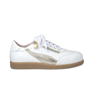 Shoes Swirl: White Leather & Gold Sole Bliss USA