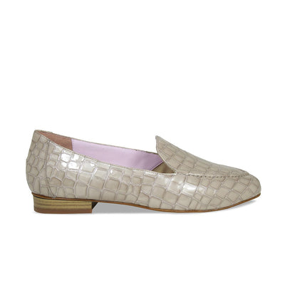 Tabitha: Taupe Croc Patent Leather