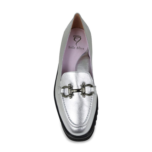 Terri: Silver Leather Shoes Sole Bliss