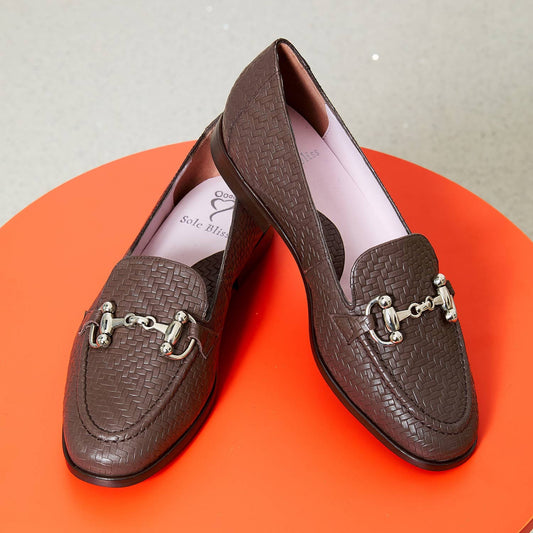 Triumph: Mocha Weave Leather Shoes Sole Bliss