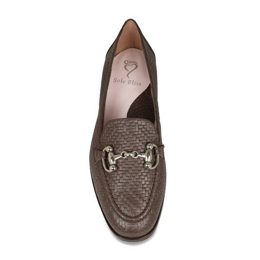 Triumph: Mocha Weave Leather Shoes Sole Bliss